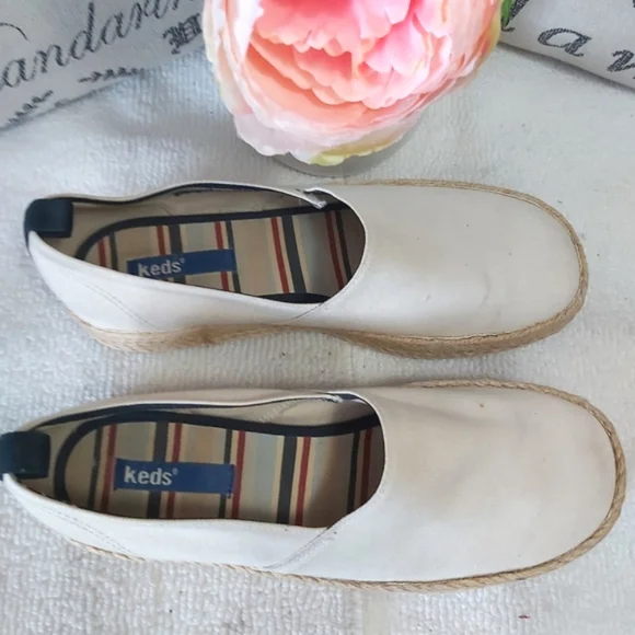 Y2K Keds beige canvas platform espadrilles loafers slip on shoes - Picture 3 of 15